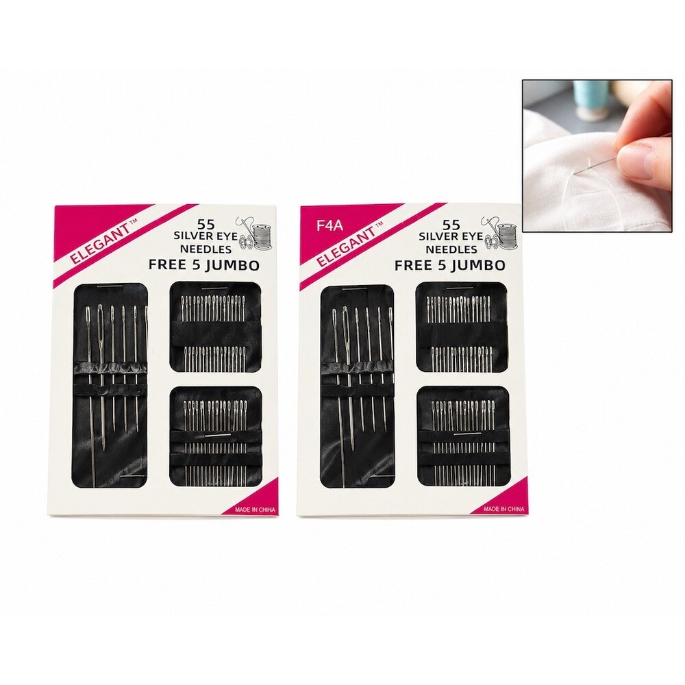 2 pack - Elegant Hand Sewing Needles Assortment Set Sharp Tip 60 Count (55+5)